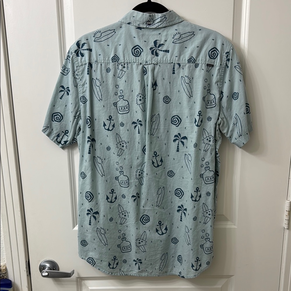 Hurley Blue Casual Button Down Shirt with Playful Design - Picture 2 of 6